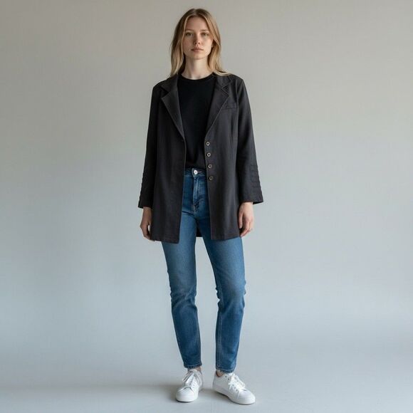 Soft Surroundings Embroidered Jacket Cardigan Small Gray Military Grunge Goth - Picture 3 of 12